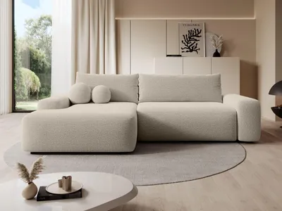 Produktbild von Masseno Ecksofa RUOTA mit Schlaffunktion L-Form, Sofa mit Bettkasten, Wohnzimmersofa, Couch, Soffa, Bettsofa, Couchgarnitur- Beige, LAMBI 5