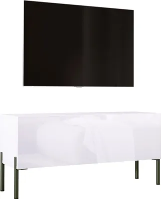 Immagine prodotto di Mobile TV: bianco opaco / bianco lucido con gambe nere, 100 x 52 x 32 cm