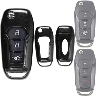 Produktbild von Auto Schlüssel Kunststoff Hülle ABS Plastik Schutz Cover Schwarz kompatibel mit Ford Explorer Ranger Mondeo Fiesta Galaxy Mustang Klappschlüssel