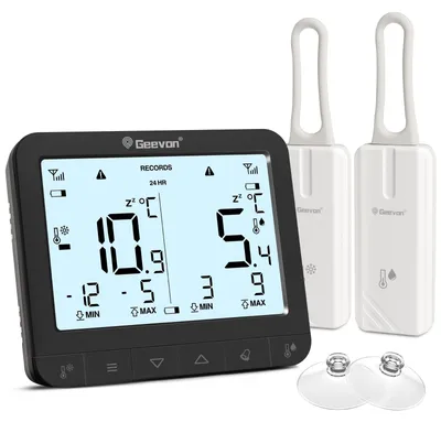 Kühlschrankthermometer mit 2 Sensoren, kabellos, Max/Min-Alarm