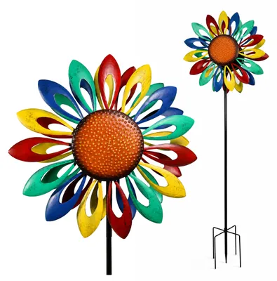 Produktbild von Windrad Flower Metall 212 cm, buntes Windspiel für den Garten