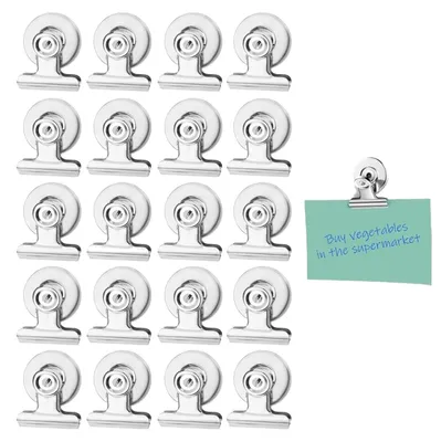 Produktbild von 20 Magnetclips, Magnetclips, magnetische Metallclips, Magnete mit Clips, Magnetclips für Magnettafeln, Kühlschränke, Fotos, Schule, Zuhause, Büro