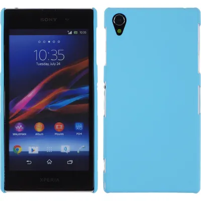 Produktbild von PhoneNatic Case kompatibel mit Sony Xperia Z1 - Hülle hellblau gummiert Hard-case + 2 Schutzfolien