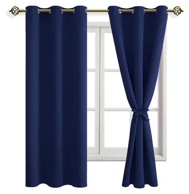 Verdunkelungsvorhänge, 2 Stück, dunkelblau, 183 x 117 cm, Ösen, Polyester