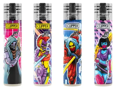 Produktbild von Clipper Feuerzeug Jet 4er Set Cyborg Assassin