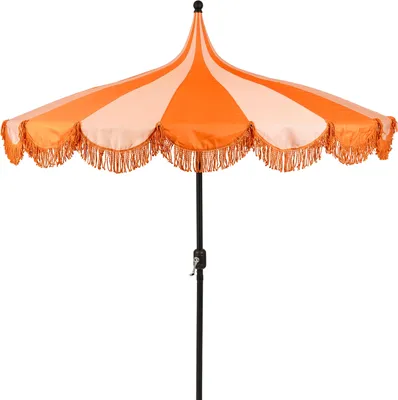 Zdjęcie produktu dla Mica Decorations Kim Parasol w paski z torbą transportową – parasol z drążkiem 238 x Ø235 cm – osłona przeciwsłoneczna do ogrodu lub balkonu – poliester, stal – pomarańczowy