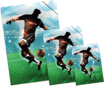 Produktbild von itenga Fussballer Zeichenmappe A2 Sammelmappe A3 Gummizugmappe A4 Set