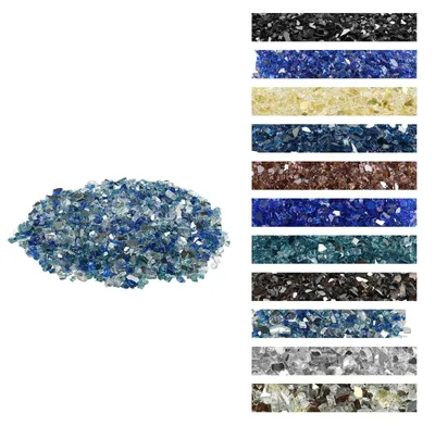 Produktbild von VEVOR Feuer Glas, 10 LBS / 4,5 KG Hochtemperaturbeständige Kaminsteine, 1/2-Zoll / 12,7 mm Reflektierendes & Rauchfreies Feuerstelle Glasgestein, Hochglänzende Steinlandschaft für Feuerstelle Tisch, Klar, 1/2 Zoll-10 lbs-e, Kobalt Blau+Aqua Blau+Klar