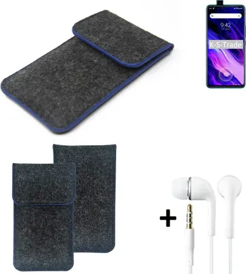 Produktbild von K-S-Trade Handy Schutz Hülle kompatibel mit UMIDIGI S5 Pro Schutzhülle Handyhülle Filztasche Pouch Tasche Case Sleeve Filzhülle dunkelgrau, blauer