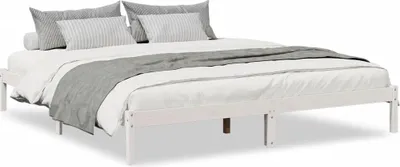 Produktbild von vidaXL Massivholzbett Extra Lang ohne Matratze Weiß 200x210 Kieferholz