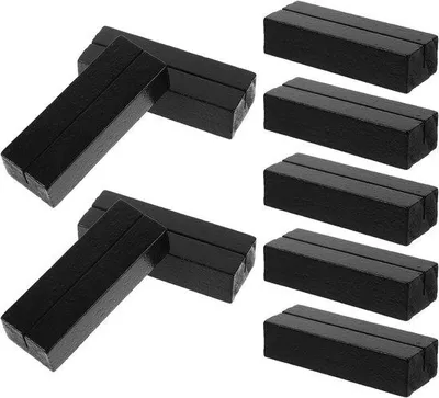 Produktbild von Ibenzoa® Set: 20 schwarze Holz‑Tischkartenhalter (massiv) 7×2,5×1,8 cm, kompakt & stabil – inkl. Acryl‑Displayständer für Karten, Menüs & Fotos