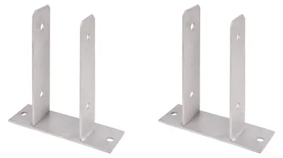 Zdjęcie produktu dla Alberts 2 x wsporniki słupków w kształcie litery U, do przykręcenia, stal nierdzewna, do słupków drewnianych 71 mm, wysokość 200 mm