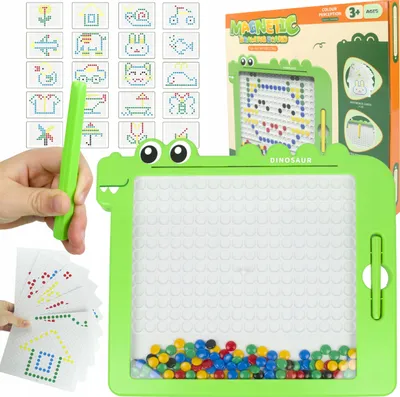 Zdjęcie produktu dla Lt459 Magnetyczna Tablica Dinozaur Magnesy Długopis Układanka 20 Szablonów