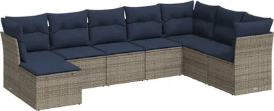 Produktbild von vidaXL 8-tlg. Garten-Sofagarnitur mit Kissen Grau Poly Rattan