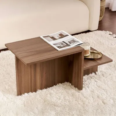 Image de Lomagna - Table basse, 80x40x40h cm Marron Noyer, Forme Rectangulaire