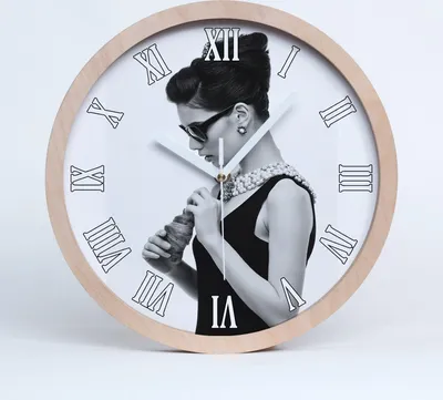 Produktbild von Holzuhr 25fi cm wanduhr - weiße Spitzen - Frau in den Gläsern