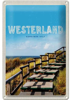 Produktbild von Blechschild Reise 20x30cm Westerland Gehweg am Strand Meer Trip