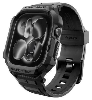 Immagine prodotto di Spigen Rugged Armor Pro, custodia protettiva, per smartwatch, colore nero, compatibile con Apple Watch 12 (46mm), realizzata in poliuretano termoplastico (TPU)
