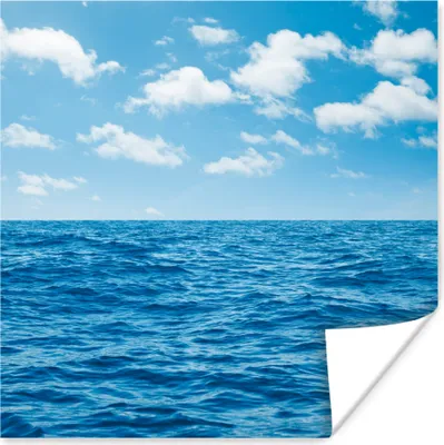 Produktbild von MuchoWow® Poster Meer - Wolken - Blau 50x50 cm - Wohnzimmerdekoration
