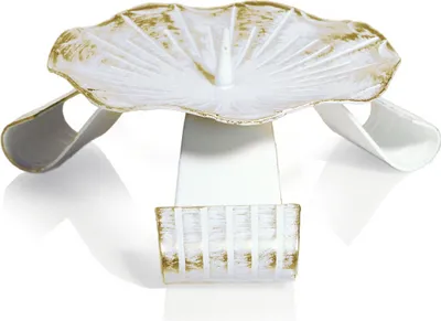 Produktbild von Kerzenhalter Dreifussleuchter Weiss/Gold, 140 mm Durchmesser für Kerzen Ø 10 cm