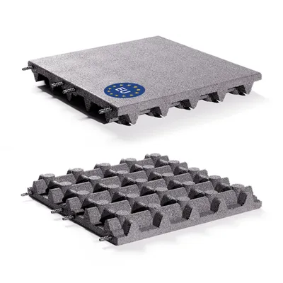 Produktbild von Fallschutzmatte 50x50 cm Stärke 75 mm Farbe Grau Gummimatte für Spieltürme Schaukel Rutsche Outdoor