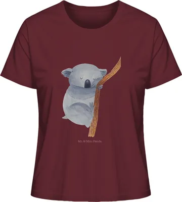 Produktbild von Mr. & Mrs. Panda Shirt Damen Koalabär Größe XL - Burgundy - Geschenk, Lustige Sprüche, T-Shirt Kurzarm, Basic, für Frauen, Traumland, Oberteil, Träumen, Traum, Koala