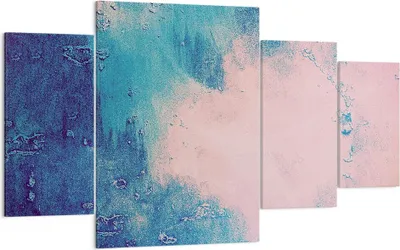 Produktbild von Bild auf Leinwand - Leinwandbild - 4 Teile - Abstraktion Rosa Blau - 160x90cm - Wand Bild - Wanddeko - Wandbilder - Leinwanddruck - Bilder - Wanddekoration - Leinwand bilder - Wandbild - DL160x90-4856