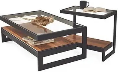 Produktbild von Exklusives Couchtisch-Set Beistelltisch Glastisch Wohnzimmer Kaffeetisch
