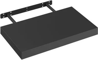 Produktbild von Unyqoos® Schwebendes Wandregal, schwarz – MDF mit Metallhalterung, Tragkraft bis 10 kg, platzsparendes Regal für Küche, Bad, Wohn- & Schlafzimmer