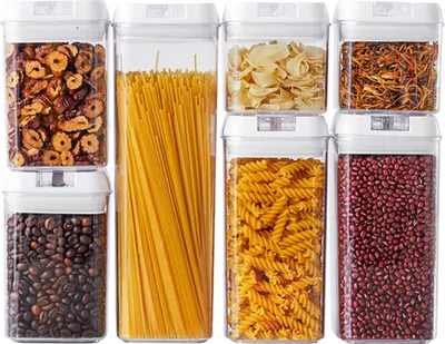 Produktbild von Creliv Vorratsdose »7er Set, Luftdicht & Stapelbar, Aufbewahrungsdose, BPA Frei, Vorratsbehälter, Frischhaltedosen, Müsli Schüttdose, Aufbewahrungsbox aus Plastik Mit Deckel, Vorratsgläser«, (1 Packung, 7-tlg., 7er Set), Stapelbar, Kühlschrank geeignet