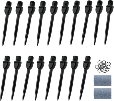 Produktbild von Softdartpfeile, 18 Stück, 2BA-Gewinde, für Dartsportfans, inklusive 50 O-Ringen und 2 Schleifsteinen