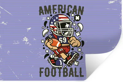 Produktbild von MuchoWow® Wandtattoo Wandsticker Wandaufkleber Fußball - Amerika - Jahrgang 30x20 cm Selbstklebend und Repositionierbar - Wierderverwendbar - Selbstklebend