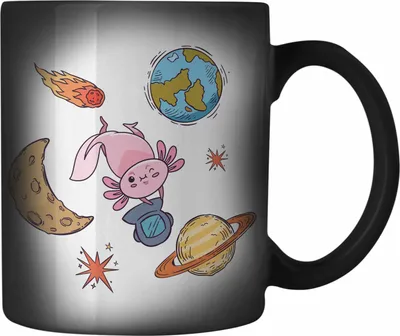 Produktbild von Trendation - Axolotl Farbwechsel Zauber-Tasse Grafik Lustig Geschenkidee Schwanzlurch Tiere Geschenk Galaxie (Schwarz)