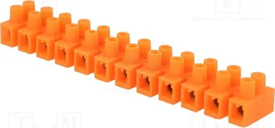 Image de 1 x Barrette de connexion : 12 bornes à vis de 6 mm², 41 A, 400 V. Bornes : 24 E.4033P. Barrette de connexion