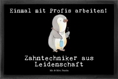 Produktbild von Mr. & Mrs. Panda fußmatte Zahntechniker Leidenschaft 50 x 75 cm - Schwarz - Geschenk, Haustürmatte, Schmutzmatte, Schmutzfangmatte, Gummimatte, Bodenvorleger