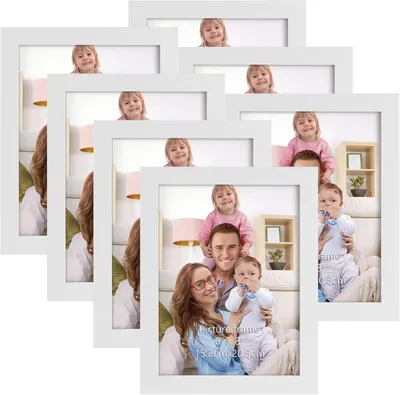 Produktbild von Bilderrahmen Bilderrahmen 15 x 20 cm, Fotorahmen, mehrere Bilderrahmen für Wand und Tisch, Dekoration für Zuhause, Büro, Set 7 weiß