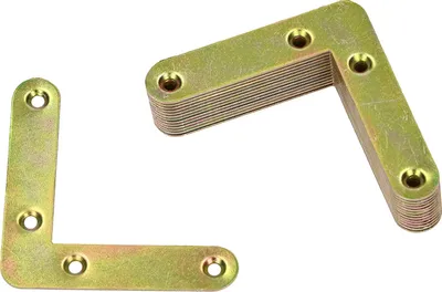 Zdjęcie produktu dla KOTARBAU® Kątownik Ciesielski Łącznik Budowlany Meblowy Okienny Stalowy Nierdzewny Złoty 70 X 70 X 15 MM Zestaw 25 SZT