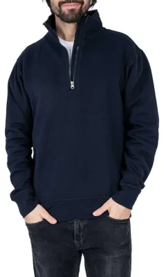 Produktbild von Mivaro Herren Troyer in Dunkelblau - Pullover mit Reißverschluss - 1/4 Zip Sweatpullover mit Stehkragen, Regular Fit, angenehmer Baumwollmix, Größen S bis 5XL