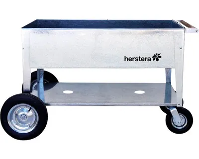 Obrázok produktu pre Herstera 08936801, Kvetináč na vozíku, Voľne stojace, Pozinkovaná oceľ, Nerezová oceľ, Obdĺžnik, Vnútorná / vonkajšia