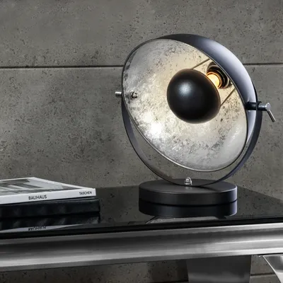 Produktbild von cagü: Tischlampe SPOTSchwarz-Silber 38cm Edelstahl Aluminium Blattsilber