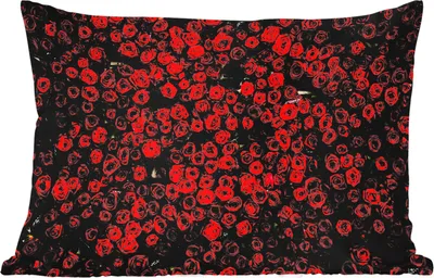 Produktbild von MuchoWow® Outdoor Kissen - Blumen - Rosen - Rot - 50x30 cm - Wetterfest - Lounge Kissen - Sofa kissen - Wohnzimmer Dekoration
