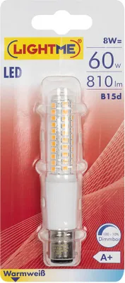 Obrázok produktu pre LED-Lampe, Röhren-Form, klar, B15d/8W (60W), 810 lm, 3000K