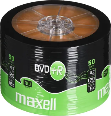 Produktbild von Maxell DVD+R 4.7GB 16x Spindle 50pk, -5 - 55 °C, -10 - 55 °C, 3 - 85 %, 3 - 90 %, 120 x 15 x 1.2 mm, Spindel