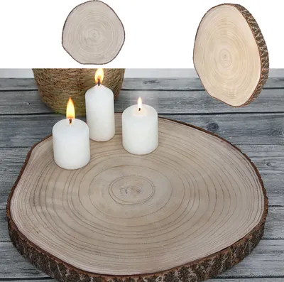 Produktbild von Baumscheibe Ø ca.38-42x4,5cm Paulownia Holzscheibe Naturprodukt Scheibe Holz Holzplatte Dekoelement