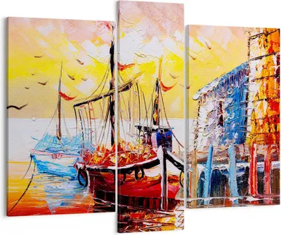 Produktbild von Bild auf Leinwand - Leinwandbild - Boot Segel Meer - 95x80cm - Wand Bild - Wanddeko - Wandbilder - Leinwanddruck - Bilder - Kunstdruck - Wanddekoration - Leinwand bilder - Wandkunst - CB95x80-3435