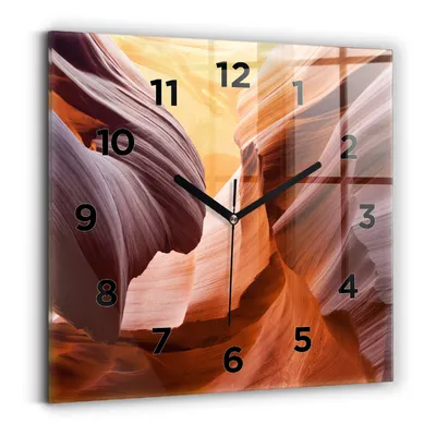 Produktbild von Wallfluent Wanduhr – Stilles Quarzuhrwerk - Uhr Dekoration Wohnzimmer Schlafzimmer Küche - Zifferblatt - schwarze Zeiger - 30x30 cm - Antilopenschlucht