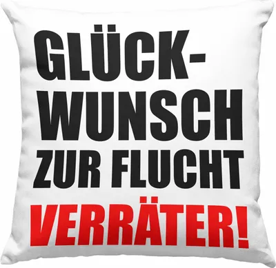 Produktbild von Trendation - Jobwechsel  Deko-Kissen mit Füllung 40x40 Geschenk Kollegin Kollege Lustig Abschiedsgeschenk Sprüche Glückwunsch Zur Flucht (Grün)