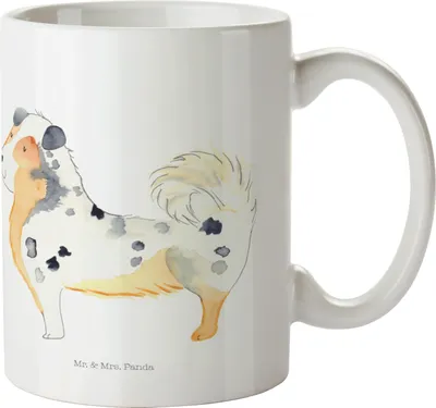 Produktbild von Mr. & Mrs. Panda Tasse Hund Australien Shepherd - Weiß - Geschenk, Teepott, Becher, Tierliebhaber, Kaffeetasse, Spruch, Kaffeebecher, Frühstücksbecher, Sprüche