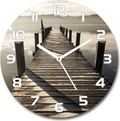 Produktbild von Wanduhr aus Glas 30fi Glasbild Glasuhr Gehärtetes Glas - weisse-zeiger - Wooden pier