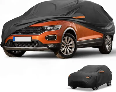 Image de Housse De Voiture ImpermšŠable Toutes Saisons Protection Contre Le Soleil Et La Pluie Pour Volkswagen T-Roc 210D-Pu Noir Avec Bandes RšŠflšŠchissantes